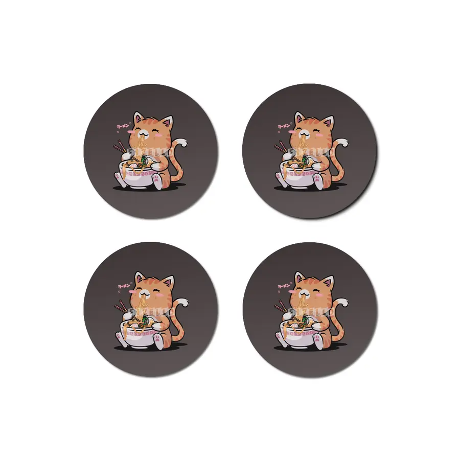 Cat Ramen Kawaii Neko Bowl Anime Otaku Caramel Cat Bardak Altlığı