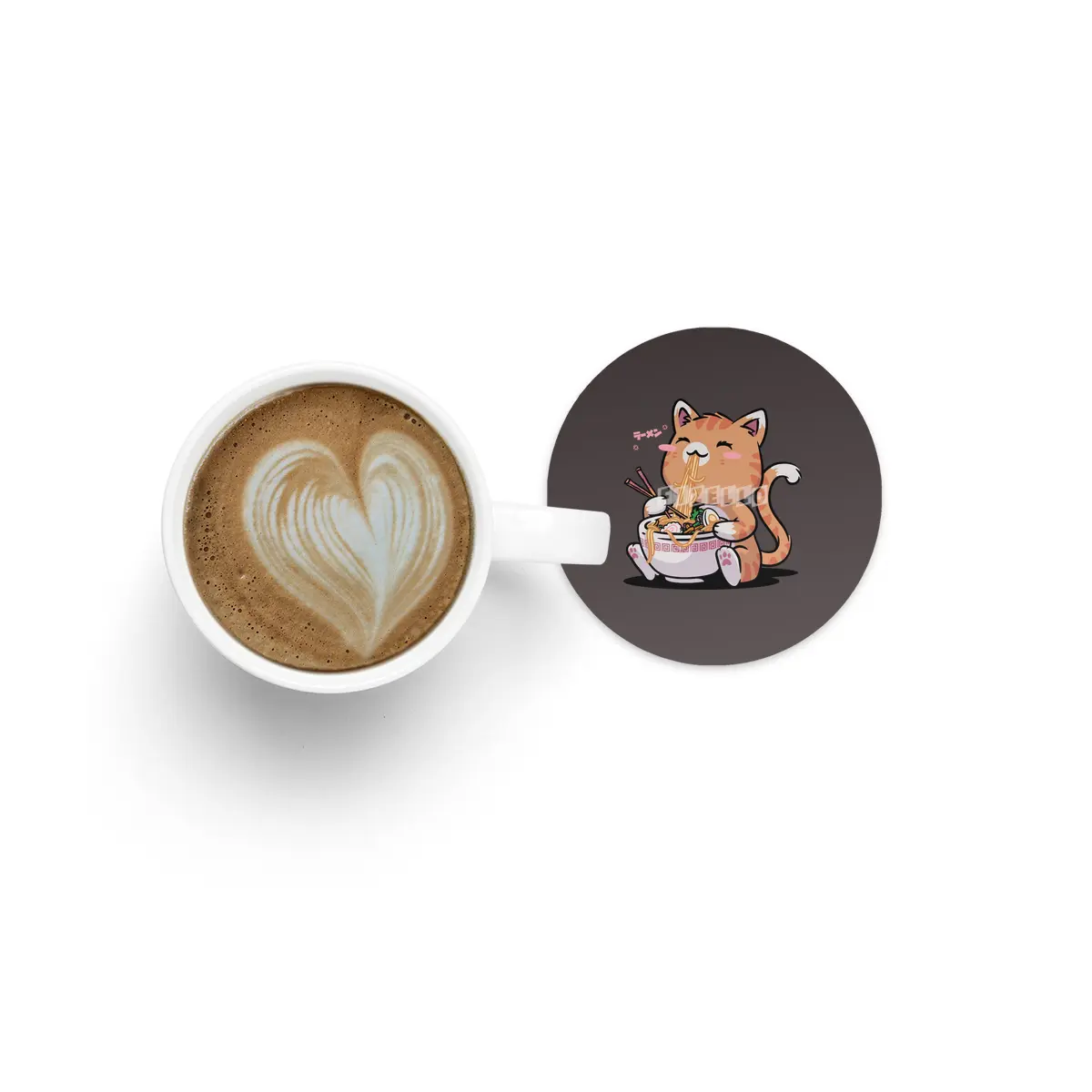 Cat Ramen Kawaii Neko Bowl Anime Otaku Caramel Cat Bardak Altlığı