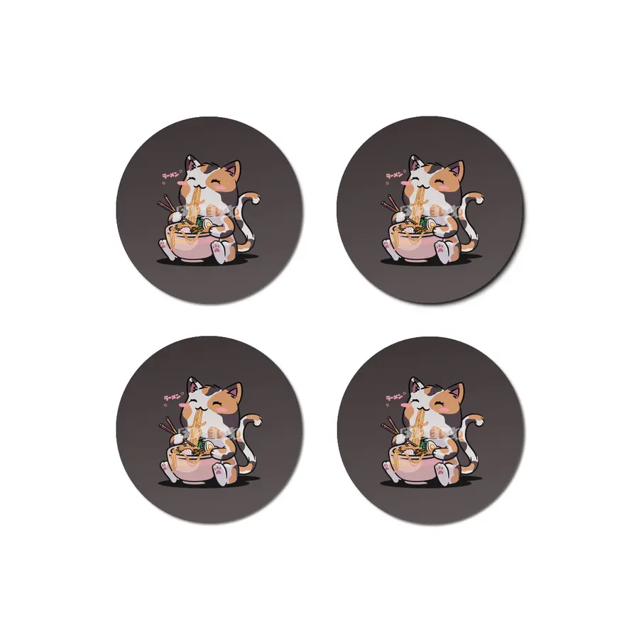 Kawaii Neko Cat Ramen Bowl Anime Otaku Color Cat Bardak Altlığı