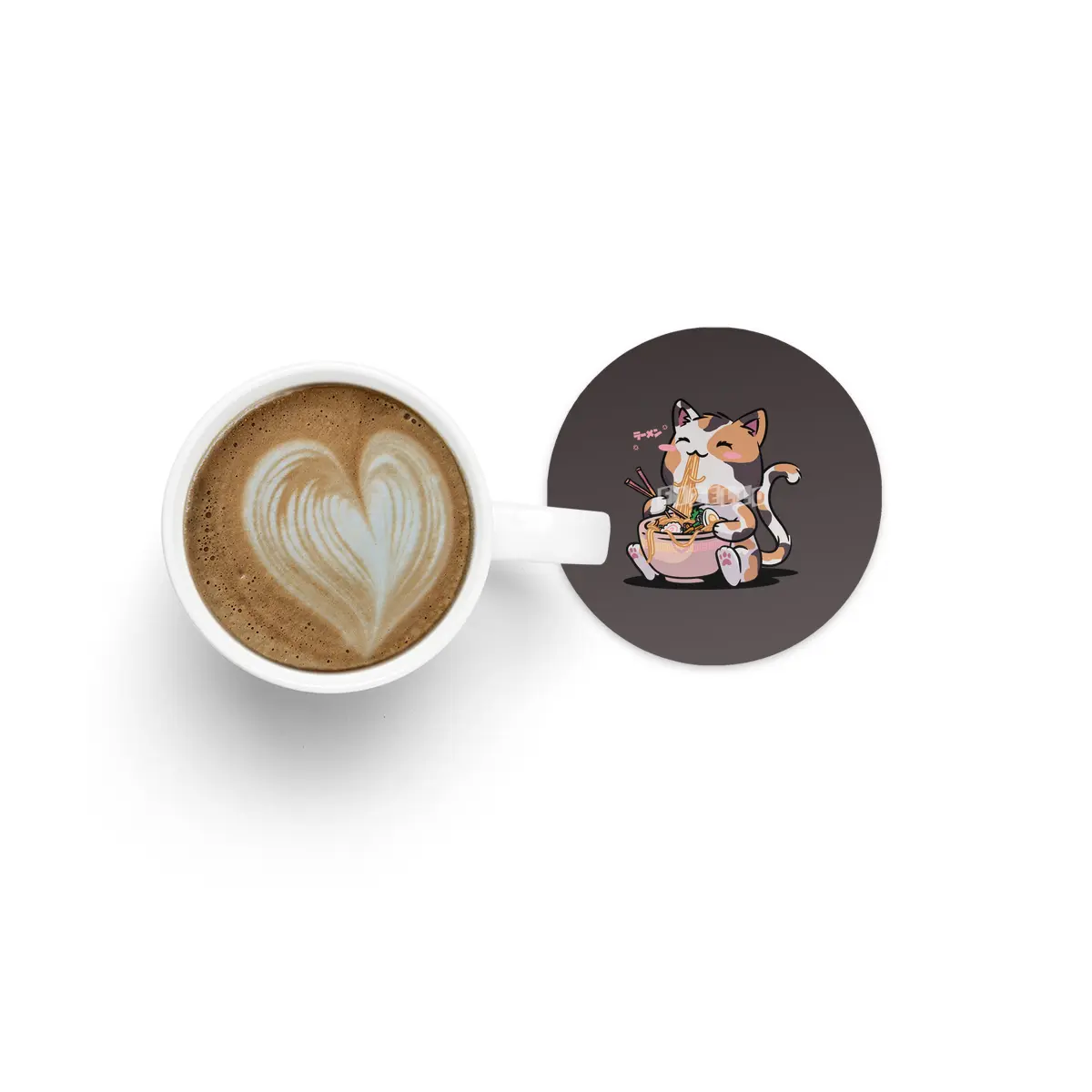 Kawaii Neko Cat Ramen Bowl Anime Otaku Color Cat Bardak Altlığı