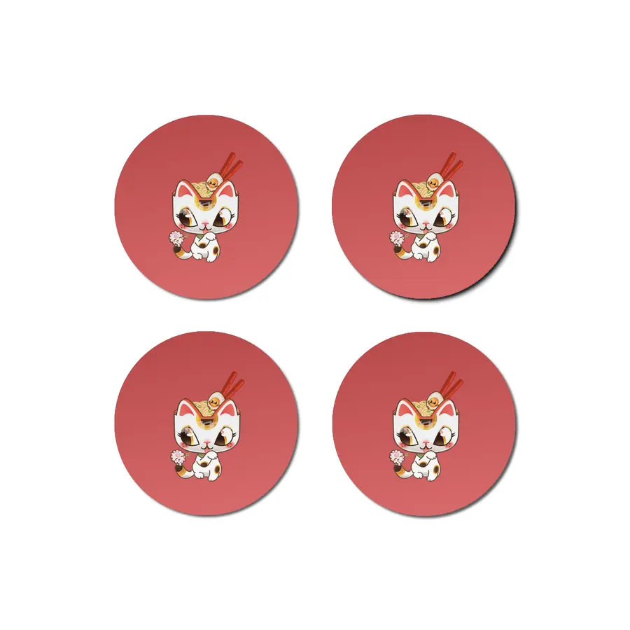 Lucky Ramen Cat Bardak Altlığı