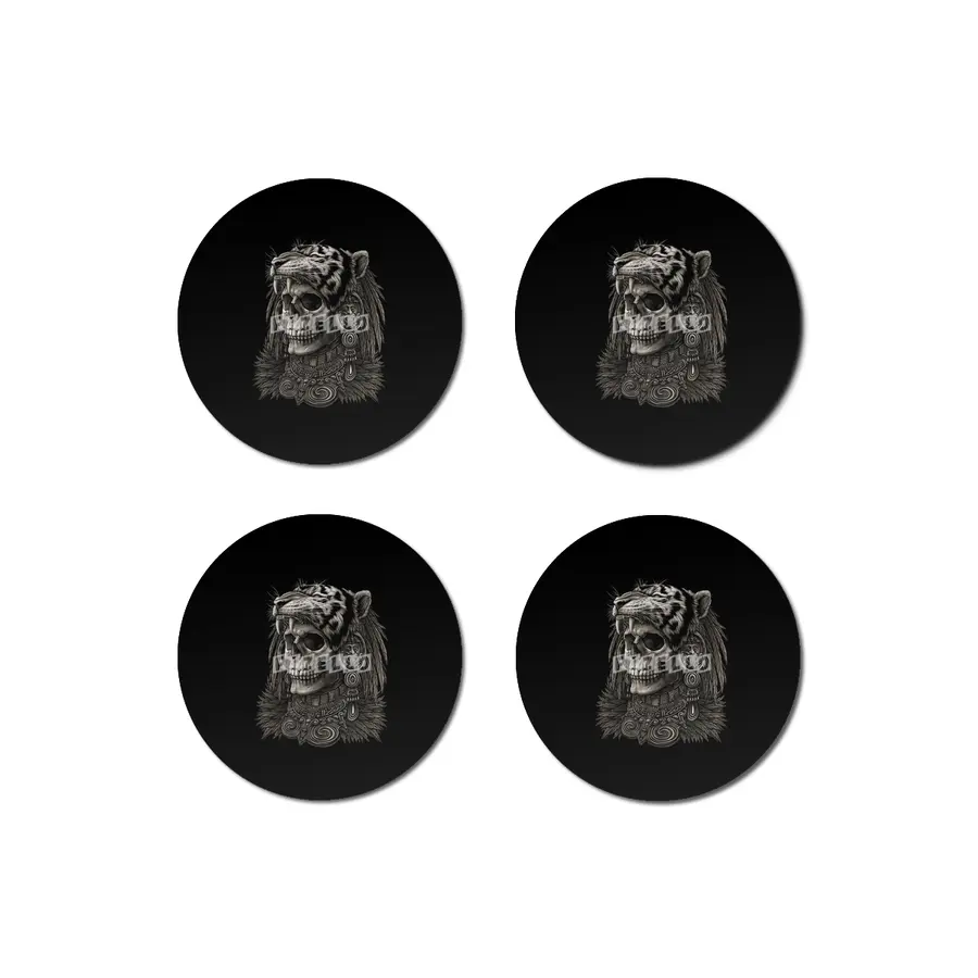 Aztec skull Warrior Tiger Headdress Bardak Altlığı