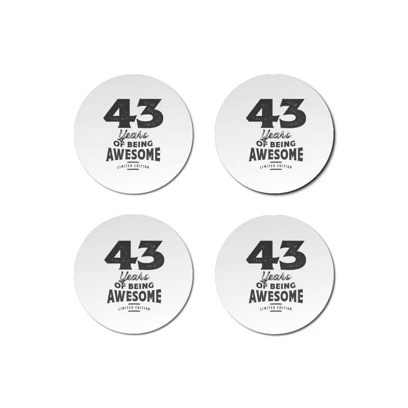43 Years Of Being Awesome 43rd Birthday Bardak Altlığı
