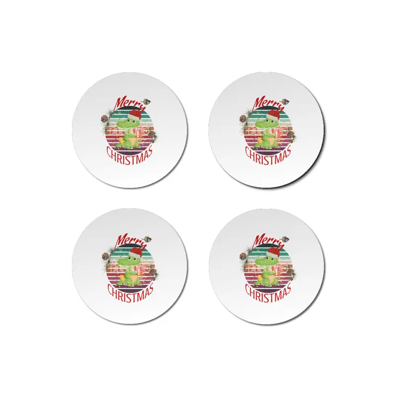 Merry Christmas Cute Crocodile Santa with snowflakes funny Kawaii aligator Bardak Altlığı