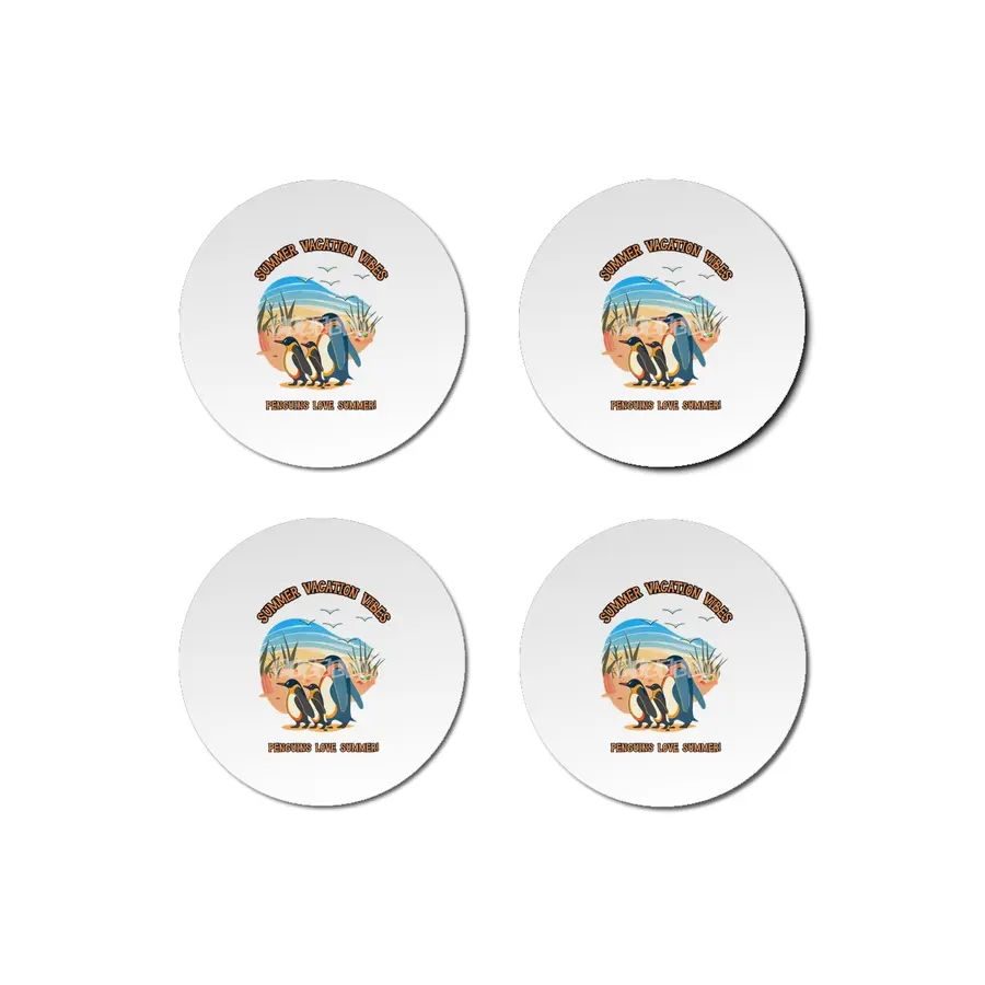Summer vacation vibes with penguin family Bardak Altlığı