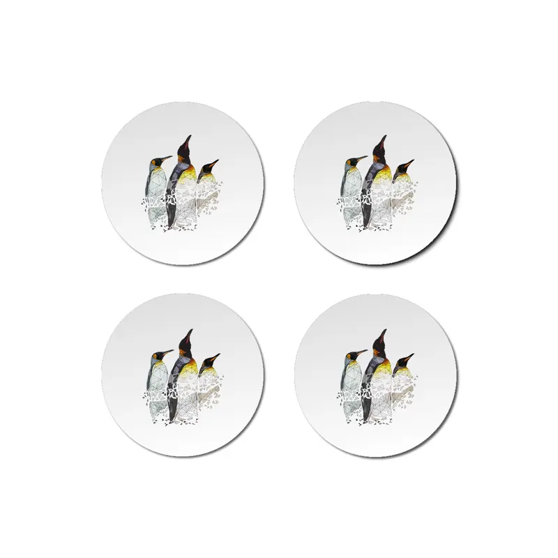 Low Poly Penguin Trio Bardak Altlığı