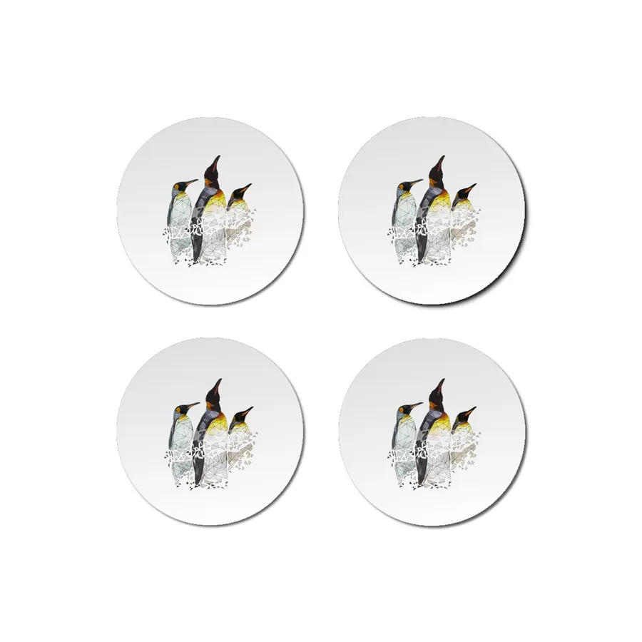Low Poly Penguin Trio Bardak Altlığı