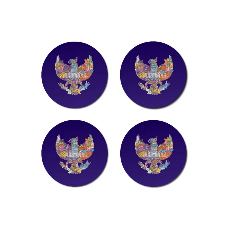 colorful illustration doodle of indonesia with garuda pancasila shape Bardak Altlığı