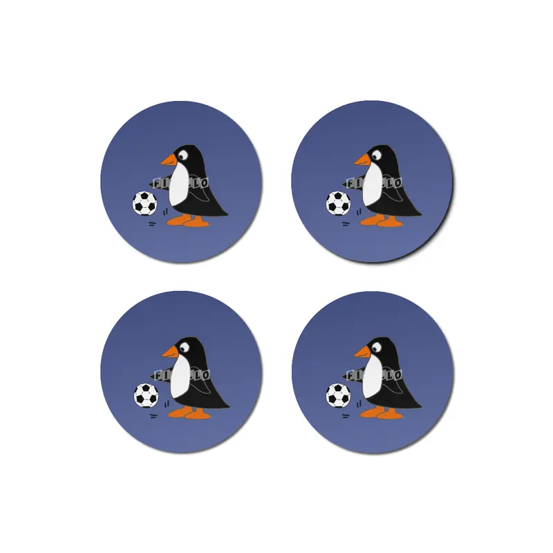 Funny Penguin Playing Soccer Sports Cartoon Bardak Altlığı