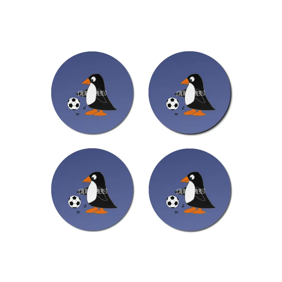 Funny Penguin Playing Soccer Sports Cartoon Bardak Altlığı