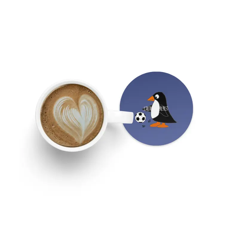 Funny Penguin Playing Soccer Sports Cartoon Bardak Altlığı
