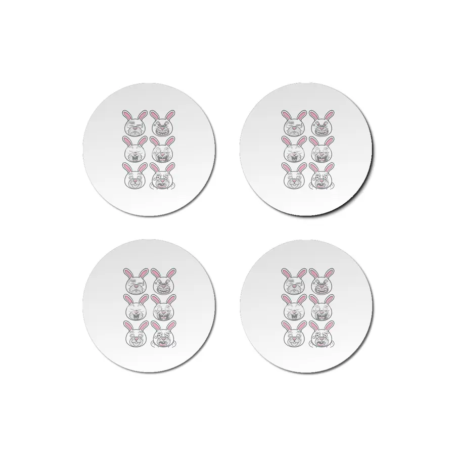 cute pet animal rabbit emoticons illustration set Bardak Altlığı