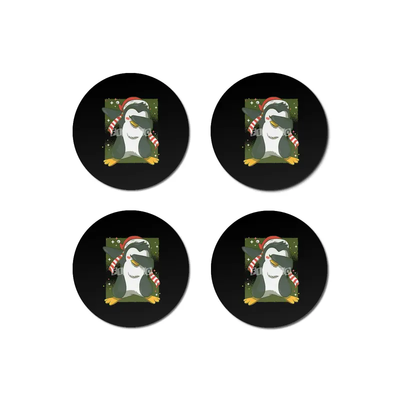 Christmas penguin dab Bardak Altlığı