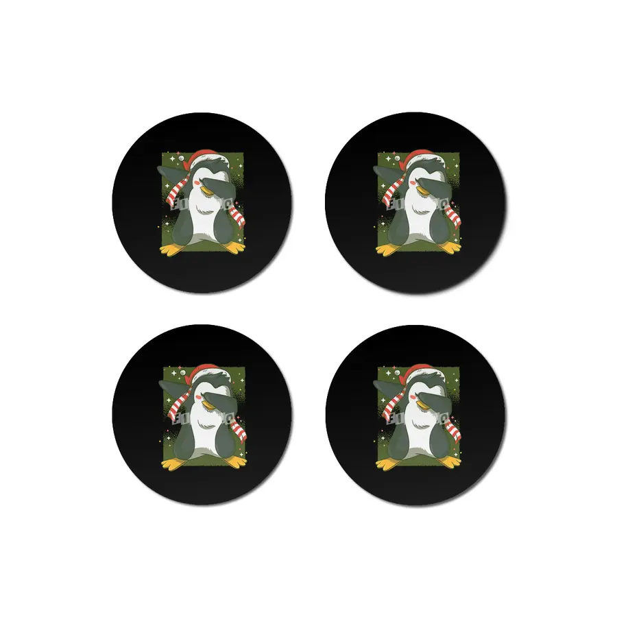 Christmas penguin dab Bardak Altlığı