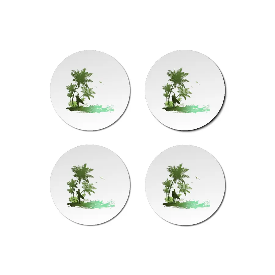 Beach seaside resort silhouette drawing Bardak Altlığı
