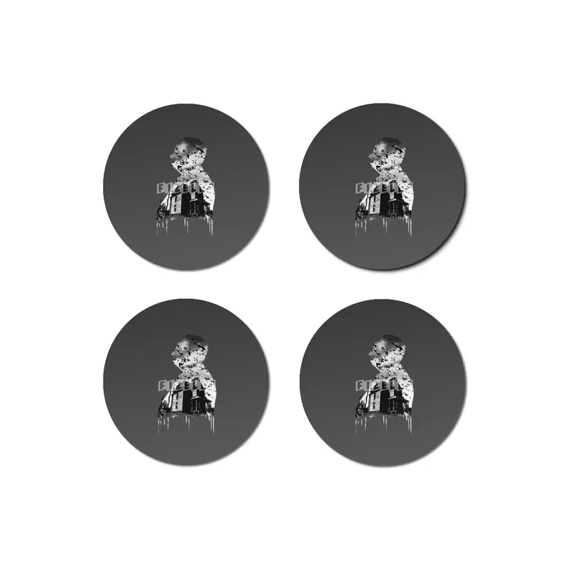 Alfred Hitchcock Silhouette Illustration Collage Bardak Altlığı