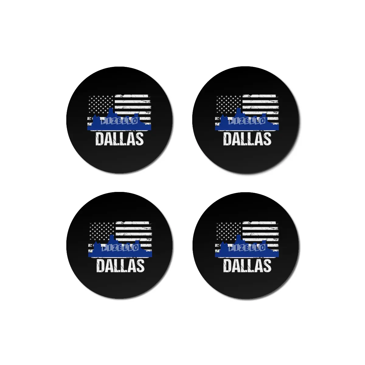 Dallas Skyline Silhouette on Distressed American Flag Bardak Altlığı