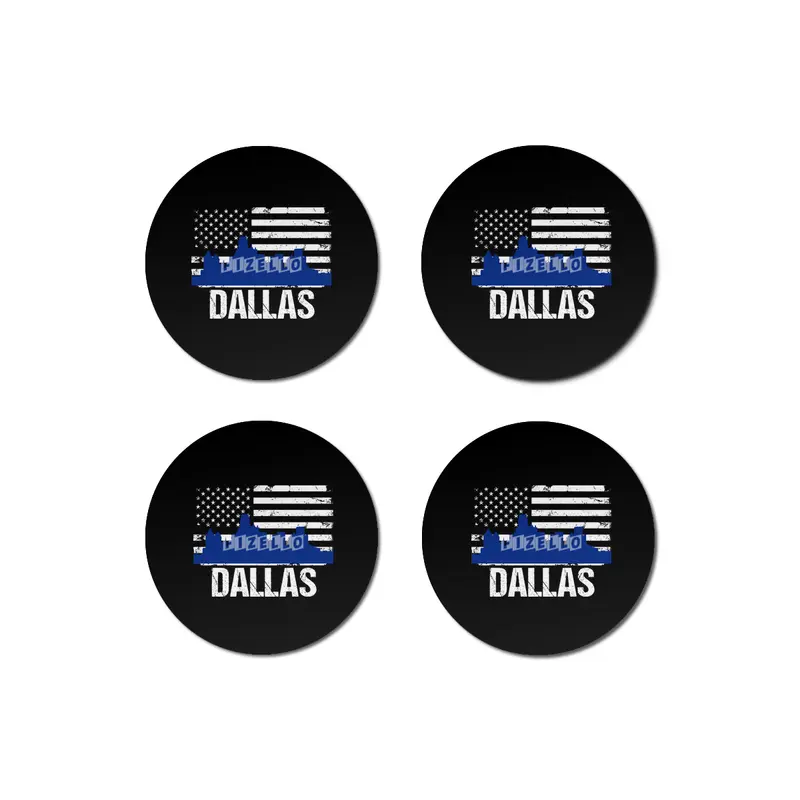 Dallas Skyline Silhouette on Distressed American Flag Bardak Altlığı