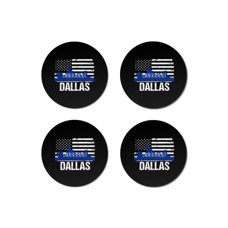 Dallas Skyline Silhouette on Distressed American Flag Bardak Altlığı