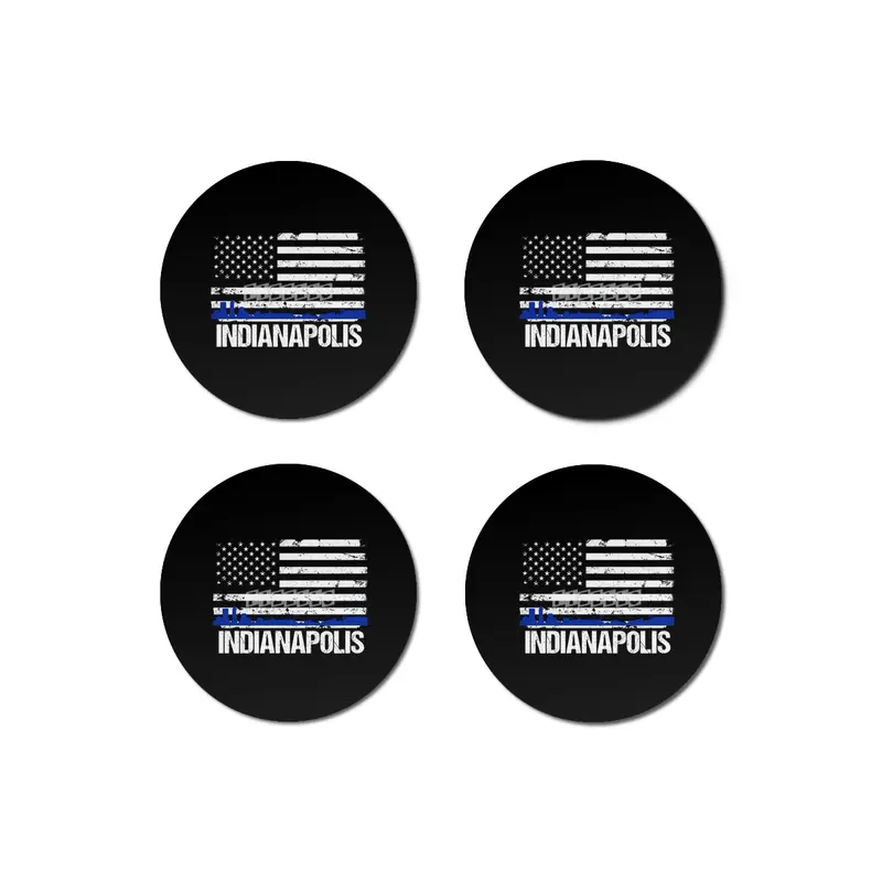 Indianapolis Skyline Silhouette on Distressed American Flag Bardak Altlığı