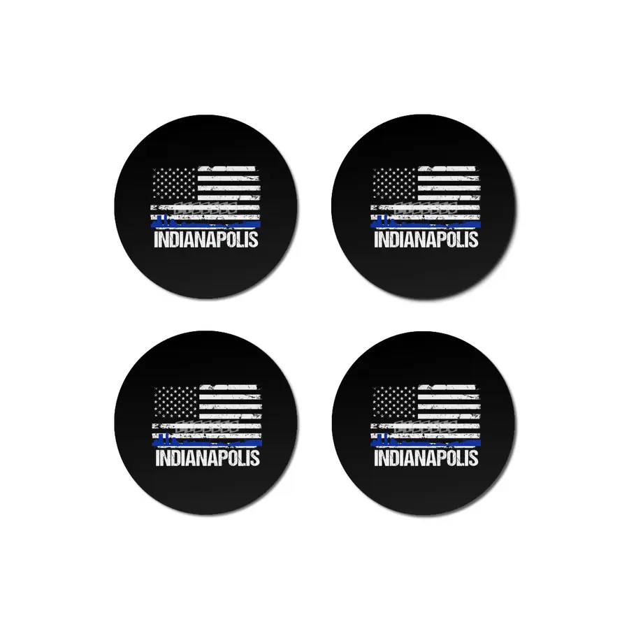 Indianapolis Skyline Silhouette on Distressed American Flag Bardak Altlığı
