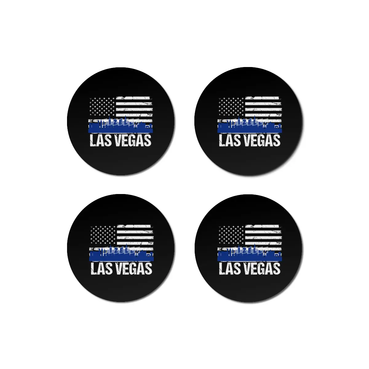 Las Vegas Skyline Silhouette on Distressed American Flag Bardak Altlığı