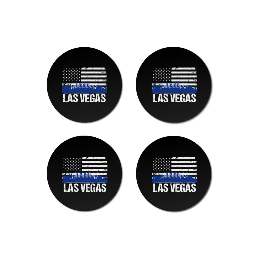 Las Vegas Skyline Silhouette on Distressed American Flag Bardak Altlığı