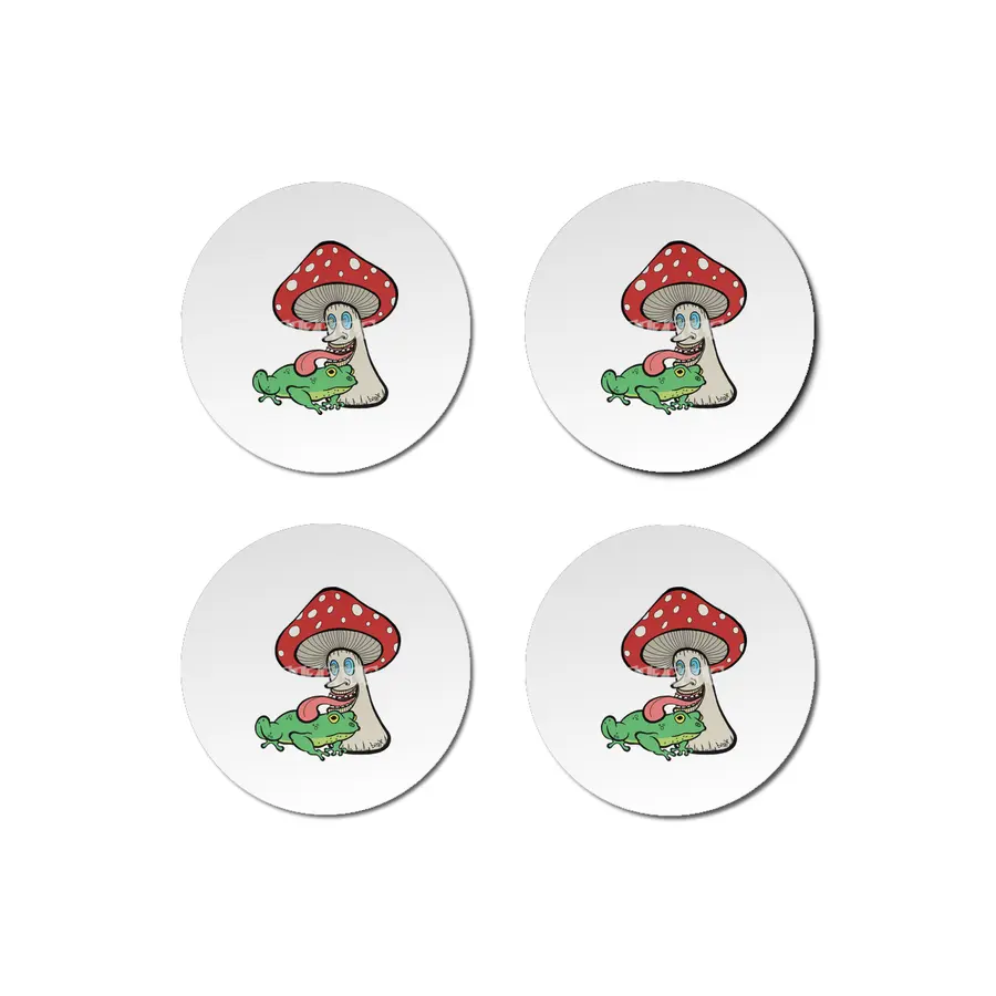 Magic Mushroom Licking Frog Bardak Altlığı
