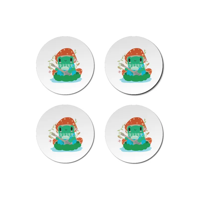 Cottagecore Aesthetic Frog Mushroom Hat Banjo Kawaii Bardak Altlığı