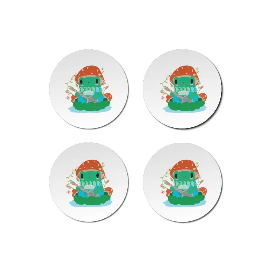 Cottagecore Aesthetic Frog Mushroom Hat Banjo Kawaii Bardak Altlığı