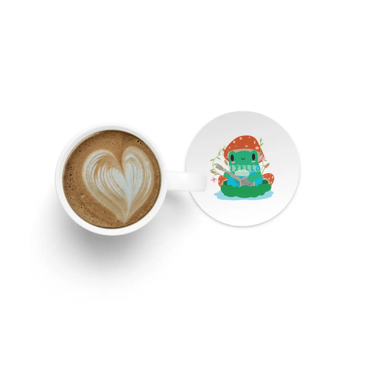 Cottagecore Aesthetic Frog Mushroom Hat Banjo Kawaii Bardak Altlığı