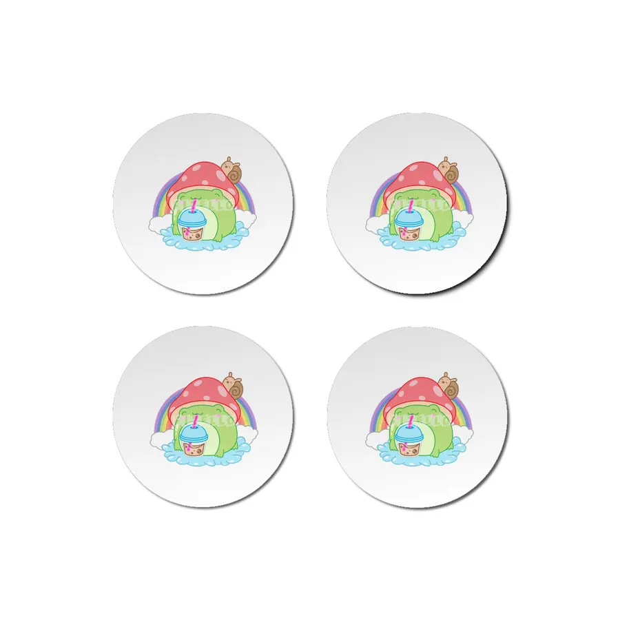 Frog Boba Bubble Tea Kawaii Anime Japanese Mushroom Snail Bardak Altlığı