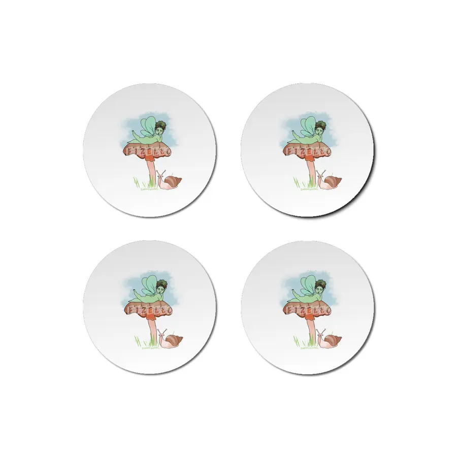 Fairie on Mushroom with Snail Friend Bardak Altlığı