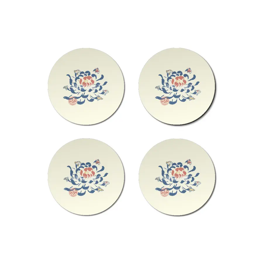 Vintage Japanese Flower Koi Bardak Altlığı