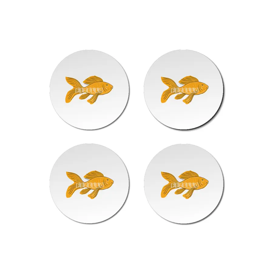 Gold Butterfly Koi Swimming Drawing Bardak Altlığı