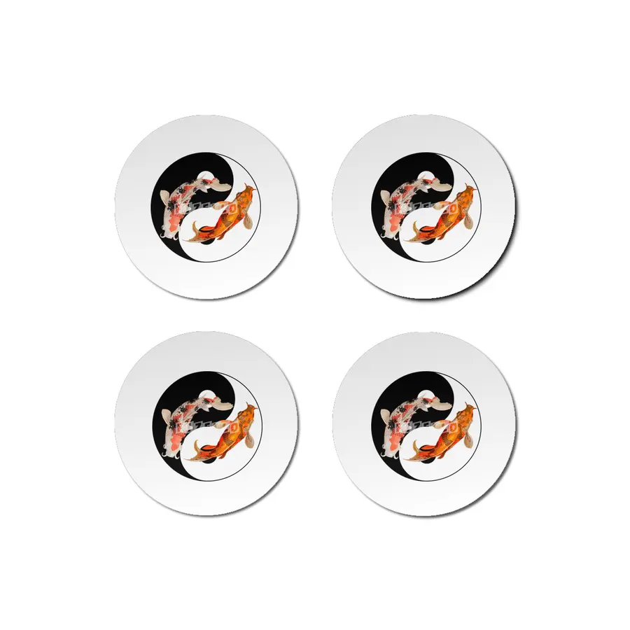 Yin Yang Carp Balance Taijitu Japanese Nishikigoi Koi Fish Bardak Altlığı