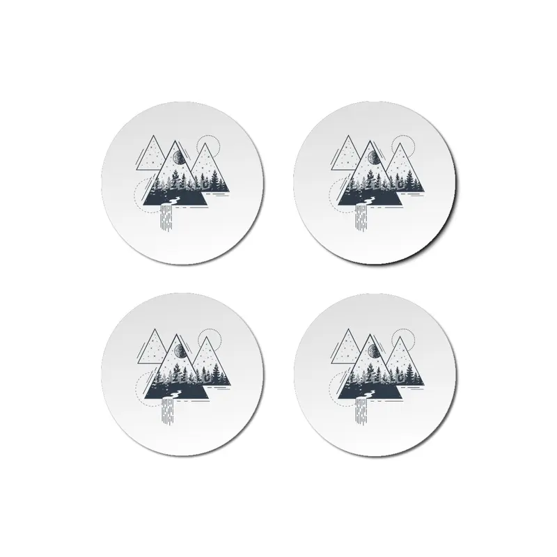 Modern Geometric Nature Forest Bohemian Triangles Bardak Altlığı