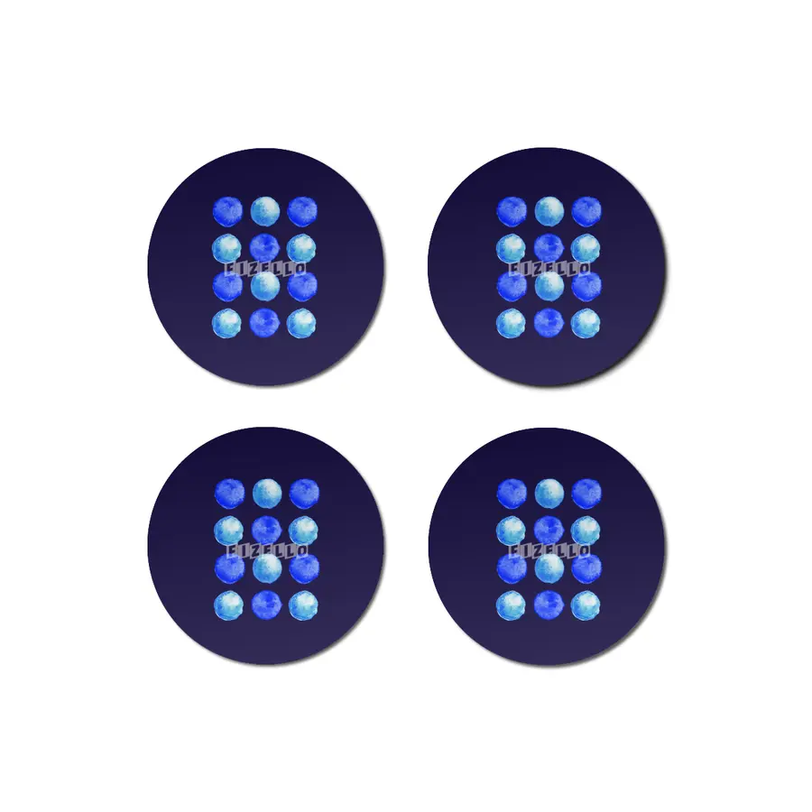 Blue Large Watercolor Dots Pattern Bardak Altlığı