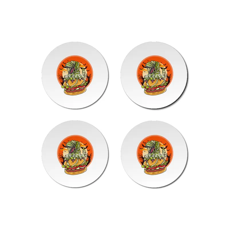 Cute Spooky Halloween Mummy T-Rex with Burger Bardak Altlığı