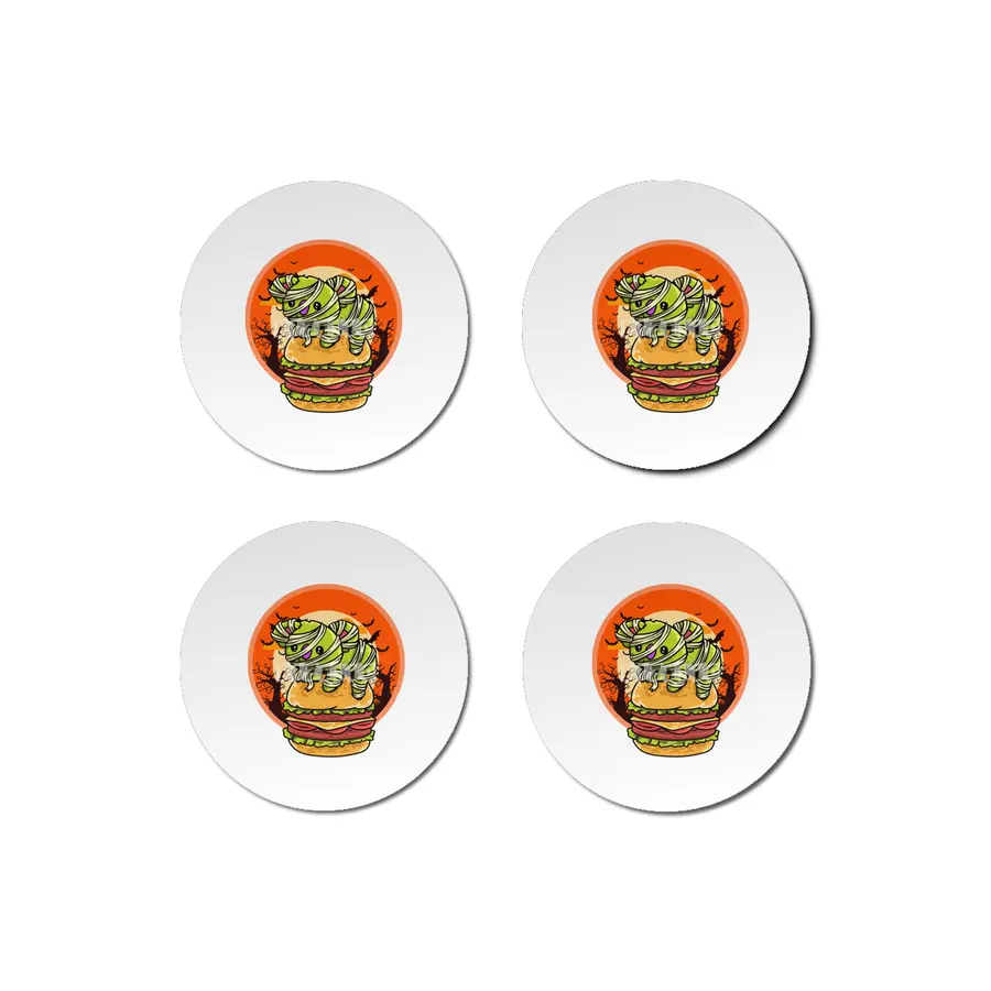 Cute Spooky Halloween Mummy T-Rex with Burger Bardak Altlığı
