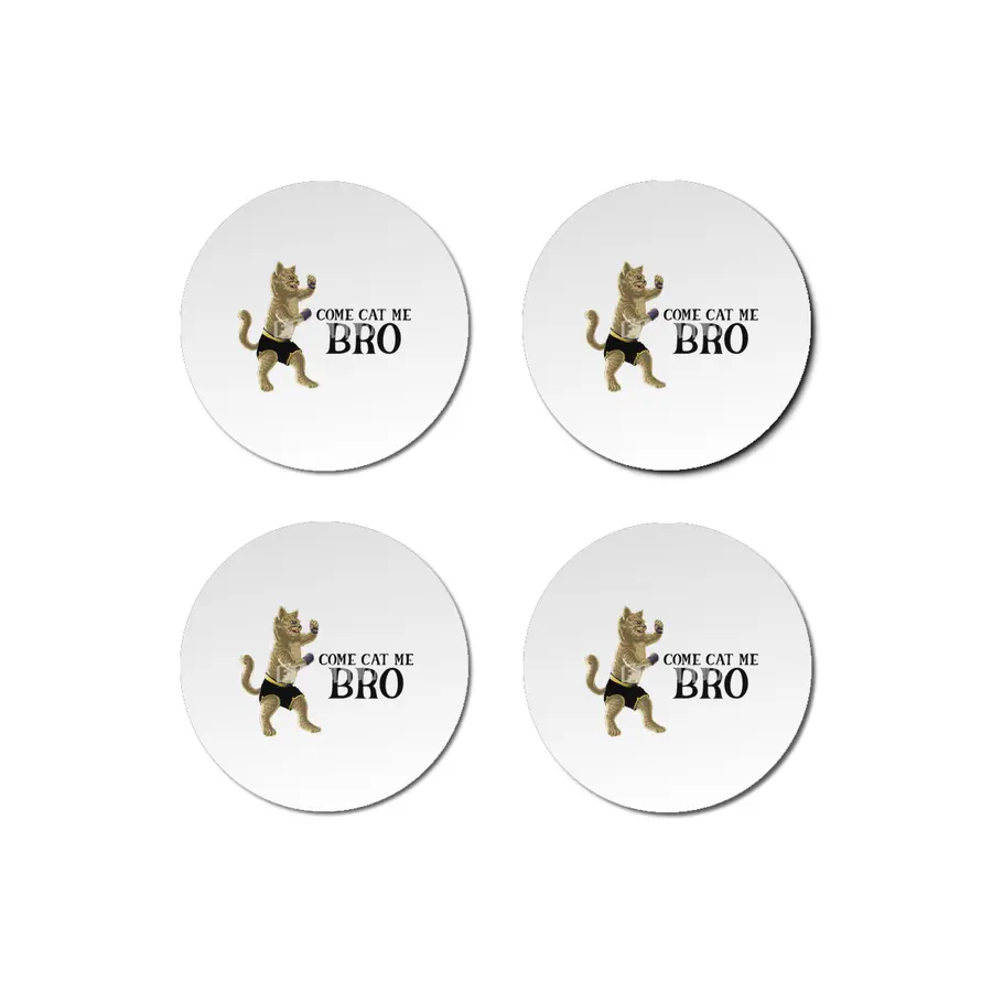 Come Cat Me Bro Cool Boxing Cat Punching International Cat Day Gift for Cat Lovers Bardak Altlığı