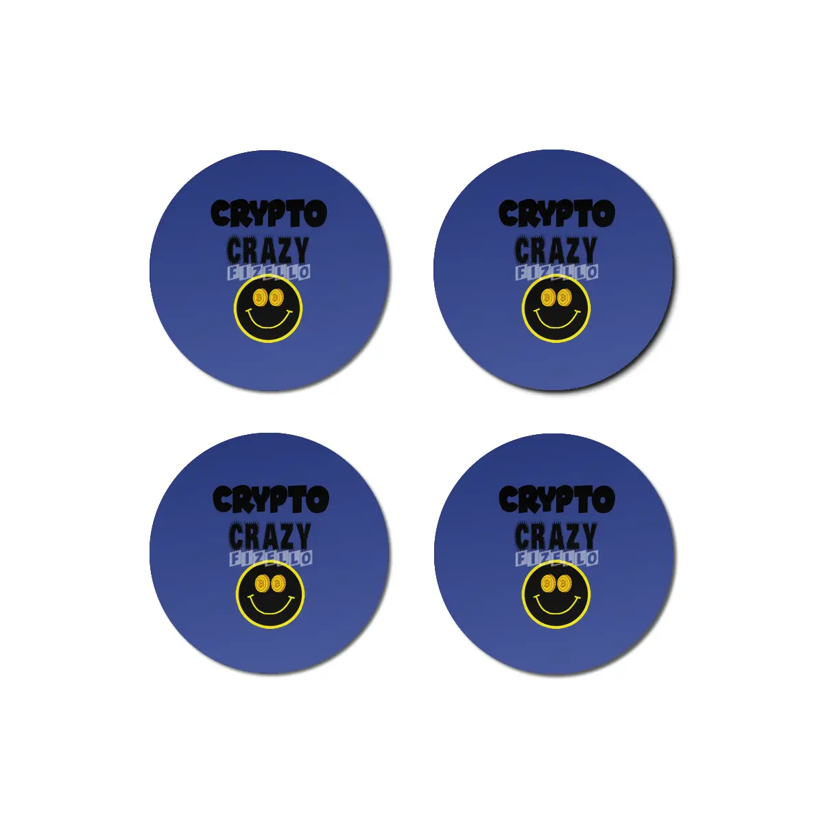 Funny Crypto Crazy Smiley Face Cryptocurrency Bardak Altlığı