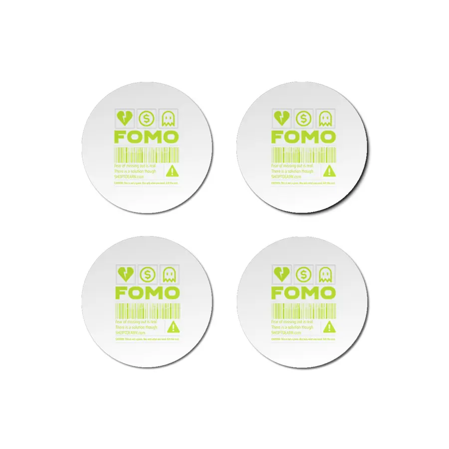 FOMO Design Shop To Earn Crypto Back Bardak Altlığı