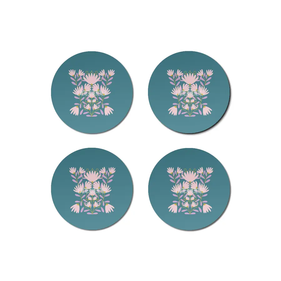 Pastel Floral Damask Bardak Altlığı