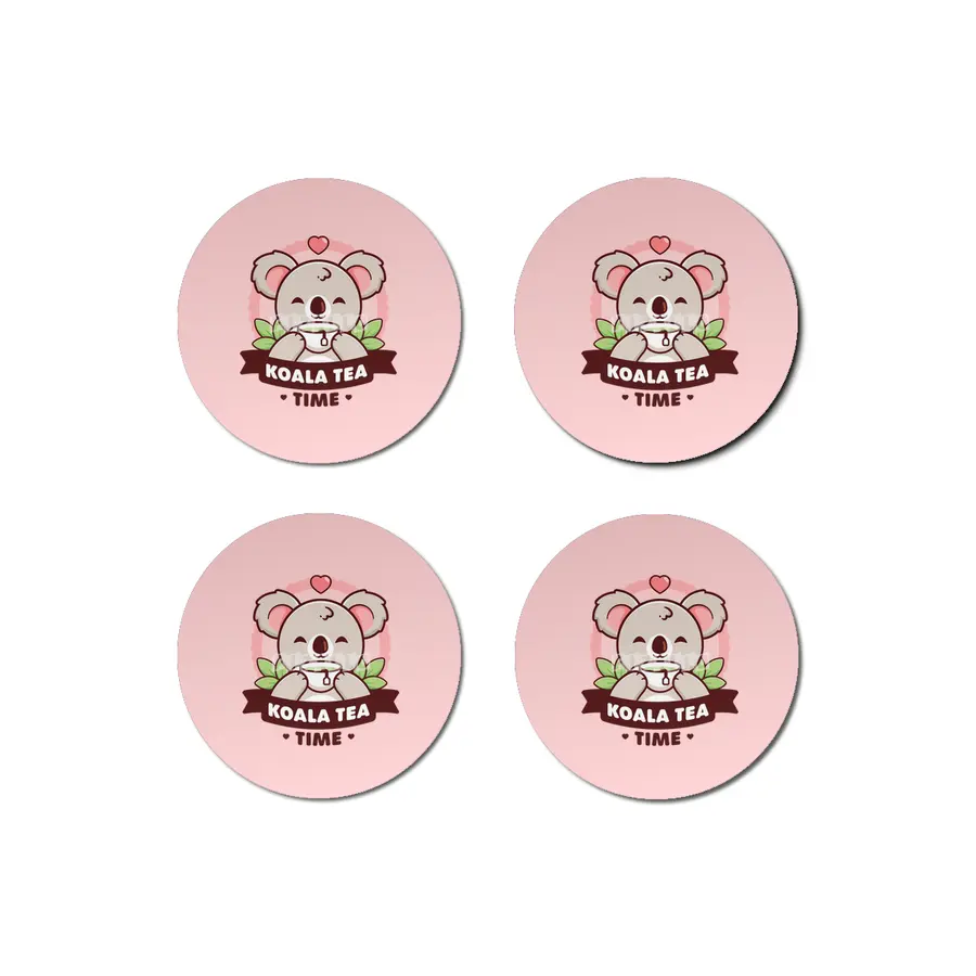 Koala-Tea Time - Cute Koala Pun Bardak Altlığı