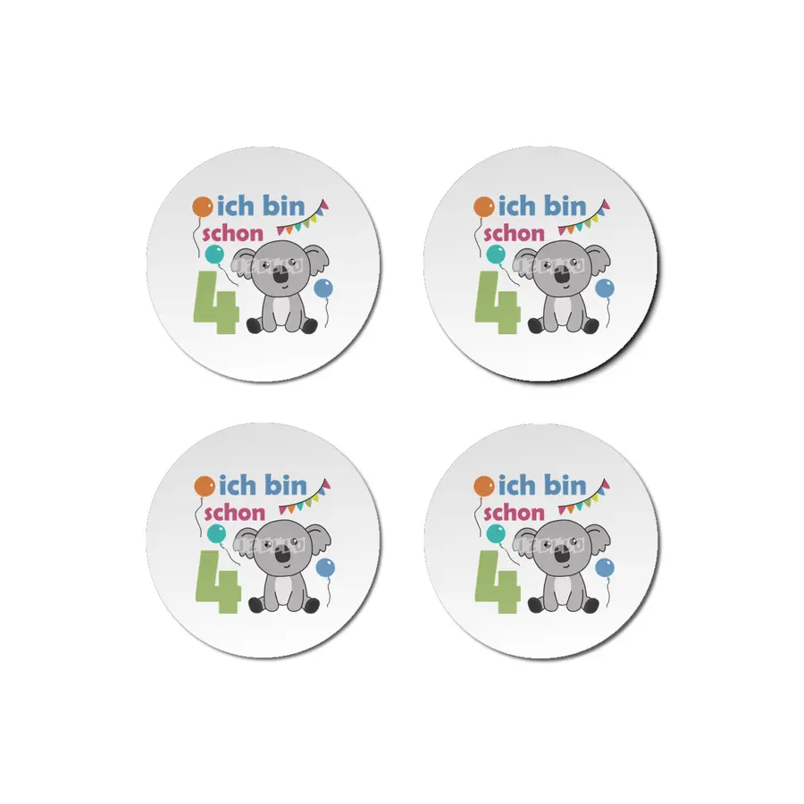 4th Birthday Koala Four Years Old Cute Animals Bardak Altlığı