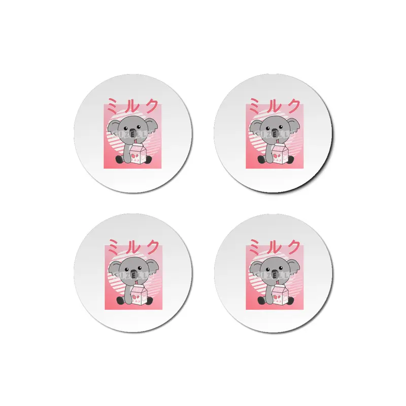 Kawaii Koala Retro Japanese Strawberry Milkshake Bardak Altlığı