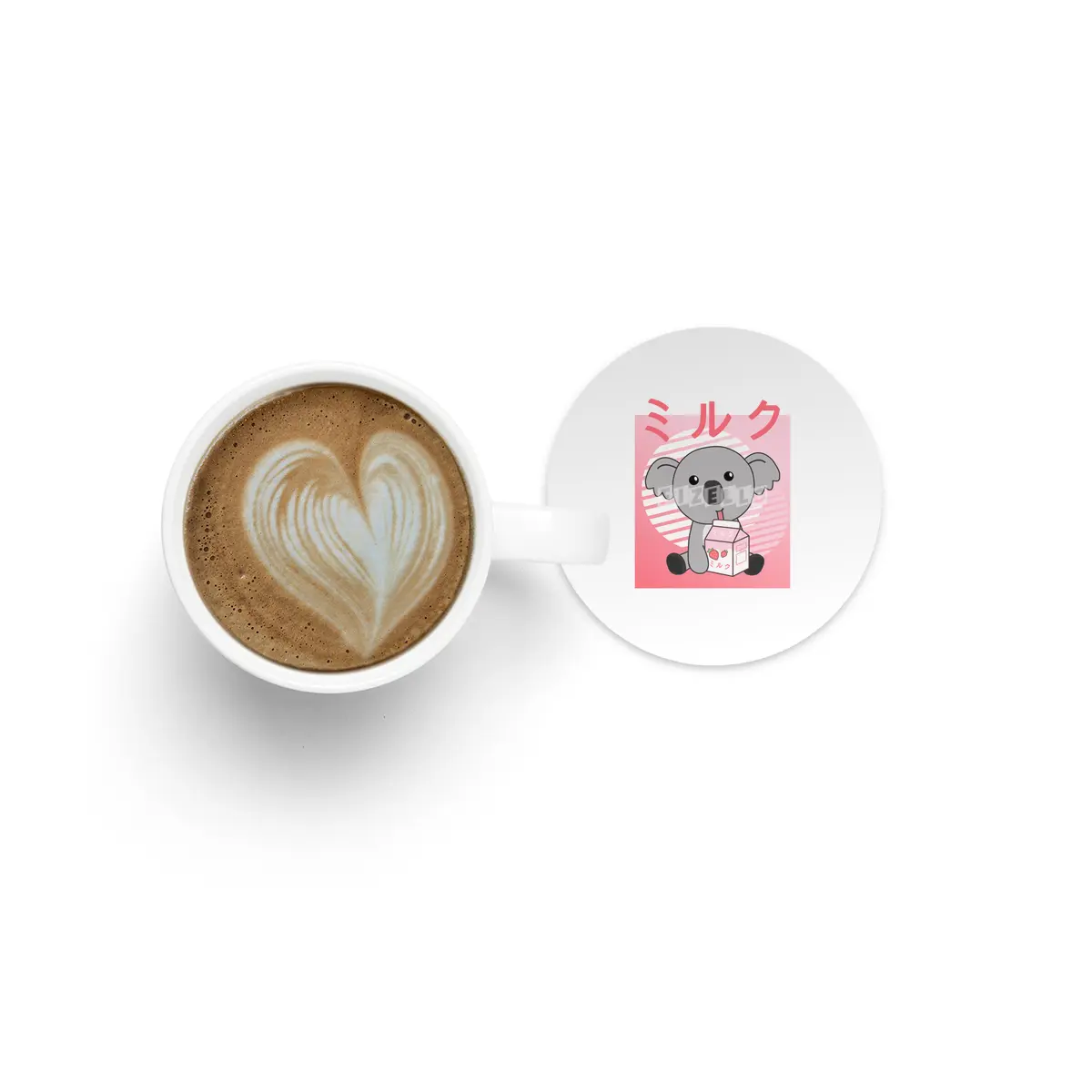 Kawaii Koala Retro Japanese Strawberry Milkshake Bardak Altlığı