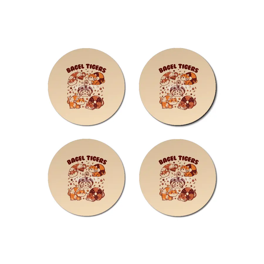 Bagel Tigers Breakfast Animals Bardak Altlığı