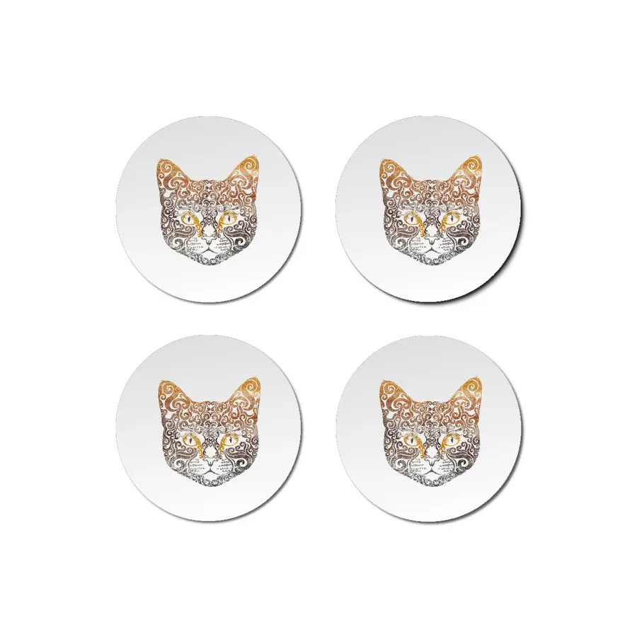 Swirly Cat Bardak Altlığı